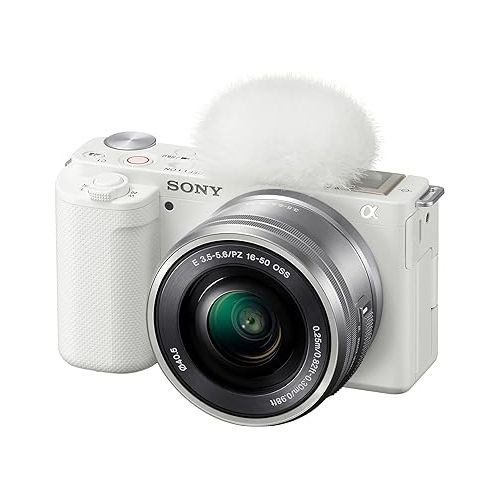 소니 Sony Alpha ZV-E10 - APS-C Interchangeable Lens Mirrorless Vlog Camera Kit - White