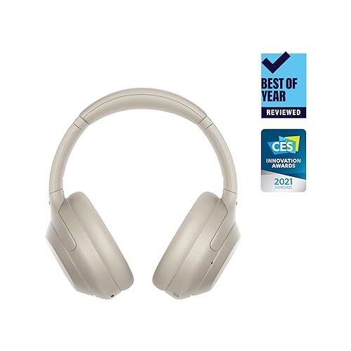 소니 Sony WH-1000XM4 Wireless Premium Noise Canceling Overhead Headphones with Mic for Phone-Call and Alexa Voice Control, Silver WH1000XM4