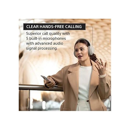 소니 Sony WH-1000XM4 Wireless Premium Noise Canceling Overhead Headphones with Mic for Phone-Call and Alexa Voice Control, Silver WH1000XM4