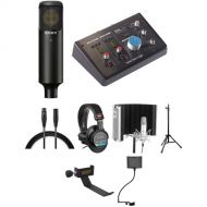 Sony C-80 Cardioid Condenser Microphone Kit with SSL 2+ Audio Interface, Reflection Filter, and Headphones