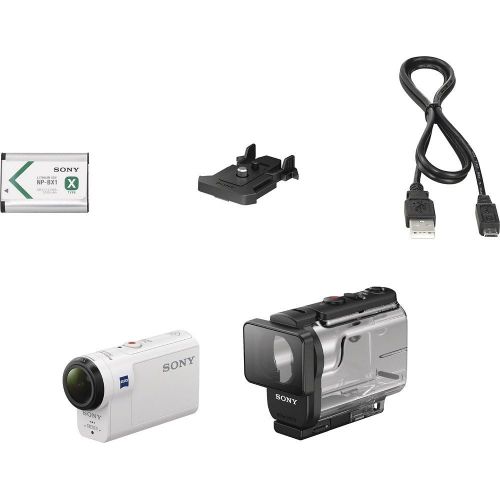 소니 Sony HDRAS300/W HD Recording, Action Cam Underwater Camcorder, White