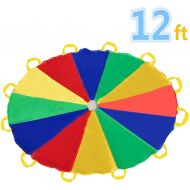 [아마존 핫딜] Sonyabecca Parachute 12 Foot for Kids with 12 Handles Play Parachute for 8 12 Kids Tent Cooperative Games Birthday Gift