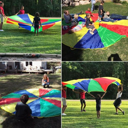 소니 [아마존 핫딜] Sonyabecca Parachute 12 Foot for Kids with 12 Handles Play Parachute for 8 12 Kids Tent Cooperative Games Birthday Gift