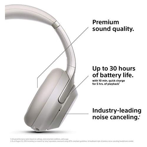 소니 [아마존베스트]Sony Noise Cancelling Headphones WH1000XM3: Wireless Bluetooth Over the Ear Headphones with Mic and Alexa voice control - Industry Leading Active Noise Cancellation - Silver