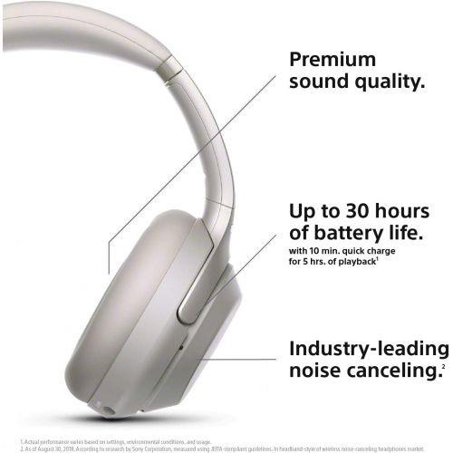 소니 [아마존베스트]Sony Noise Cancelling Headphones WH1000XM3: Wireless Bluetooth Over the Ear Headphones with Mic and Alexa voice control - Industry Leading Active Noise Cancellation - Silver