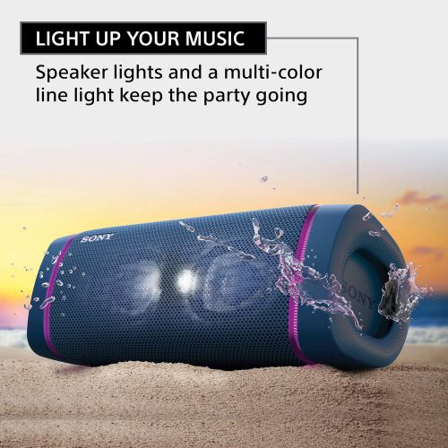 소니 Sony SRS-XB33 EXTRA BASS Wireless Portable Speaker IP67 Waterproof BLUETOOTH 24 Hour Battery and Built In Mic for Phone Calls, Blue