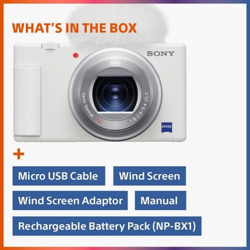 소니 Sony ZV-1 Digital Camera for Content Creators, Vlogging and YouTube with Flip Screen, Built-in Microphone, 4K HDR Video, Touchscreen Display, Live Video Streaming, Webcam