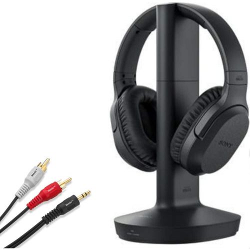 소니 Sony Wireless RF Headphone 150-Foot Range, Noise Reduction, Volume Control, Voice Mode, 20-Hr Battery Life NeeGo 6-ft 3.5mm RCA Plug Y-Adapter for TV