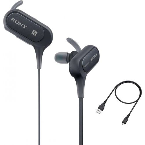 소니 Sony Extra Bass Bluetooth Headphones, Best Wireless Sports Earbuds with Mic/Microphone, IPX4 Splashproof Stereo Comfort Gym Running Workout up to 8.5 Hour Battery, Black (Internati