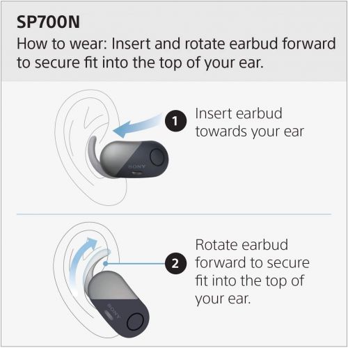 소니 Sony Wireless Bluetooth in Ear Headphones: Noise Cancelling Sports Workout Ear Buds for Exercise and Running - Cordless, Sweatproof Sport Earphones, Built-in Microphone, Extra BASS