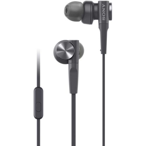 소니 Sony MDR-XB55AP Premium in-Ear Extra Bass Headphones with Mic (Black)
