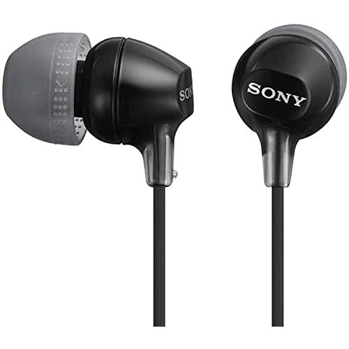 소니 Sony MDR-EX15LP-BLACK In-Ear Headphones with Tangle Free Cord and 3 Pairs of Silicone Ear Buds