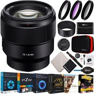 Sony FE 85mm F1.8 Lens SEL85F18 Large Aperture for Full Frame and APS-C E-Mount Mirrorless Cameras Bundle with Deco Gear Photography UV/CPL/FLD Filter Set + Photo Video Software Ki