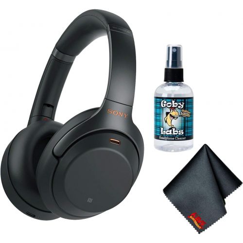 소니 Sony WH-1000XM3B Wireless Bluetooth Noise-Canceling Over-Ear Headphones (Black) Essential Commuter Bundle with Headphone Cleaner and Cleaning Cloth