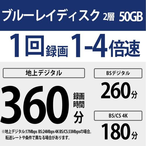 소니 Sony 4X BD-R DL 10 Pack 50GB White Printable 10BNR2VJPS4