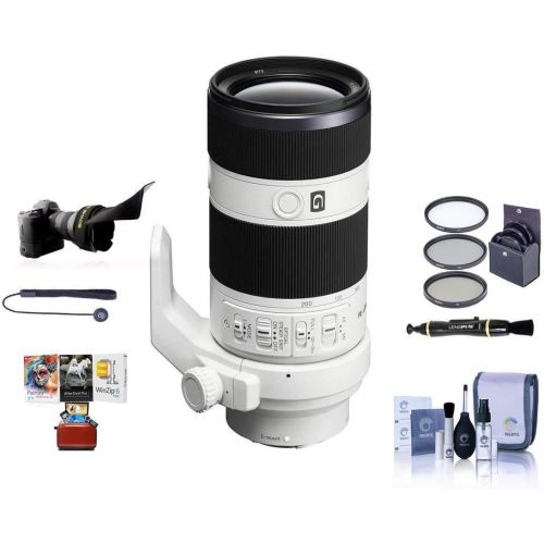 소니 Sony FE 70-200mm f/4.0 G OSS E-Mount Lens - Bundle with 72mm Filter Kit, Flex Lens Shade, Cleaning Kit, Capleash II, Lens Cleaner, Mac Software Package