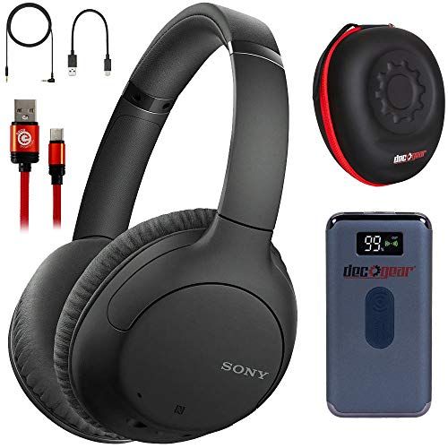 소니 Sony WH-CH710N Wireless Noise-Canceling Headphones (Black) with Deco Gear Case Bundle