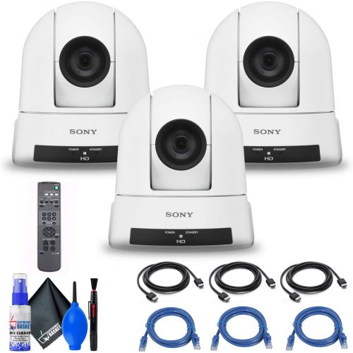 소니 3 x Sony SRG-300HW 1080p Desktop & Ceiling Mount Remote PTZ Camera with 30x Optical Zoom (White) (SRG-300H/W) + 3 x Ethernet Cable + Cleaning Set + 3 x HDMI Cable - Bundle