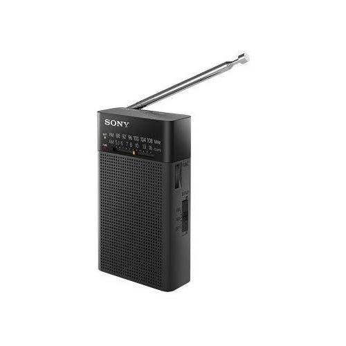 소니 Sony All in One Compact Design Pocket Portable Size AM/FM Radio with Built-in Speaker, Earphone Jack, LED Tuning Indicator & Carry Strap