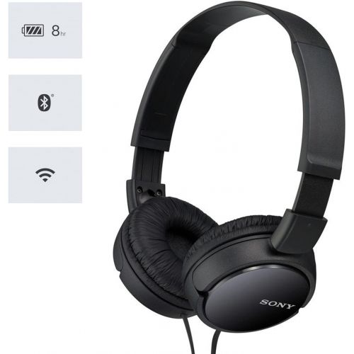 소니 Sony MDRZX110 ZX Series Stereo Headphones (Black) with 3.5mm Mini Plug to 1/4 inch Headphone Adapter & HeroFiber Ultra Gentle Cleaning Cloth