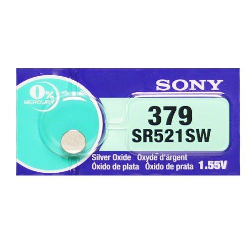 소니 Sony 379 (SR521SW) 1.55V Silver Oxide 0%Hg Mercury Free Watch Battery (1 Battery)