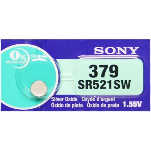 소니 Sony 379 (SR521SW) 1.55V Silver Oxide 0%Hg Mercury Free Watch Battery (1 Battery)