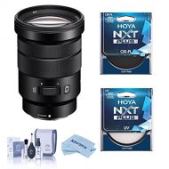 Sony E PZ 18-105mm F4.0 G OSS E-Mount Lens - Bundle with Hoya NXT Plus 72mm 10-Layer HMC UV Filter, Hoya 72mm NXT Circular Polarizer Filter, Cleaning Kit, Microfiber Cloth