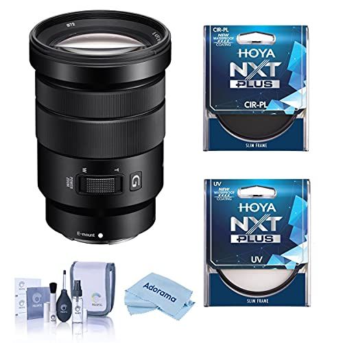 소니 Sony E PZ 18-105mm F4.0 G OSS E-Mount Lens - Bundle with Hoya NXT Plus 72mm 10-Layer HMC UV Filter, Hoya 72mm NXT Circular Polarizer Filter, Cleaning Kit, Microfiber Cloth