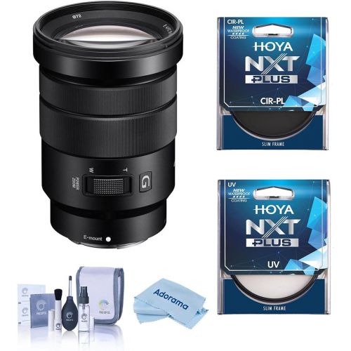 소니 Sony E PZ 18-105mm F4.0 G OSS E-Mount Lens - Bundle with Hoya NXT Plus 72mm 10-Layer HMC UV Filter, Hoya 72mm NXT Circular Polarizer Filter, Cleaning Kit, Microfiber Cloth