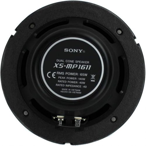 소니 Sony XS-MP1611 6.5 140 Watt Dual Cone Marine Speakers Stereo, Pair (3 Pack)