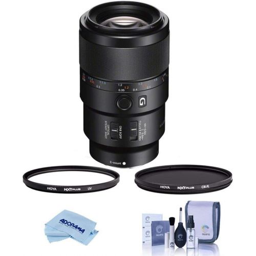 소니 Sony FE 90mm f/2.8 Macro G OSS Lens - Bundle with Hoya NXT Plus 62mm 10-Layer HMC UV Filter, Hoya 62mm NXT Circular Polarizer Filter, Cleaning Kit, Microfiber Cloth