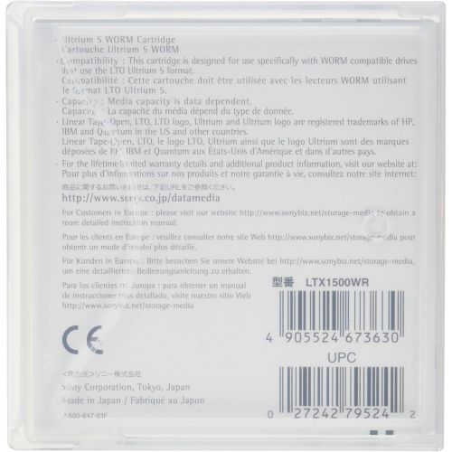 소니 Sony LTO-5 LTX1500G Ultrium-5 Data Tape Cartridge 1.5TB/3TB, Pack of 20