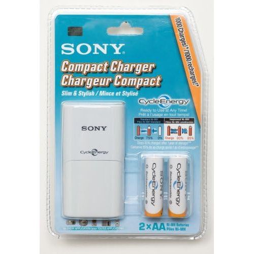 소니 Sony BCG 34HTD2K Compact Battery Charger with 2 AA Cycle Energy Ni MH Rechargeable Batteries (Discontinued by Manufacturer)