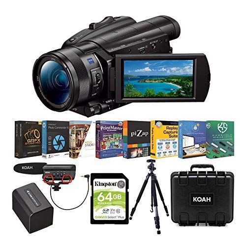 소니 Sony FDR AX700 4K HDR Handycam Camcorder Content Creator Bundle (7 Items)