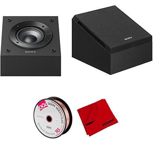 소니 Sony Dolby Atmos Enabled Speakers Pair 2018 Model Bundle with Monoprice Select Series 16 AWG Speaker Wire 100ft and Deco Gear 6 x 6 inch Microfiber Cleaning Cloth