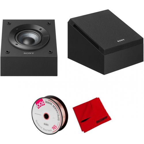 소니 Sony Dolby Atmos Enabled Speakers Pair 2018 Model Bundle with Monoprice Select Series 16 AWG Speaker Wire 100ft and Deco Gear 6 x 6 inch Microfiber Cleaning Cloth