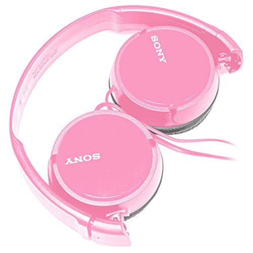 소니 SONY Over Ear Best Stereo Extra Bass Portable Foldable Headphones Headset for Apple iPhone iPod/Samsung Galaxy / mp3 Player / 3.5mm Jack Plug Cell Phone (Rose)