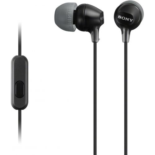 소니 Original New Sony Stereo Headphones MDR-EX15AP - Black with Mic & Remote - for Android/Apple/Rim/Windows - (Retail Packing)
