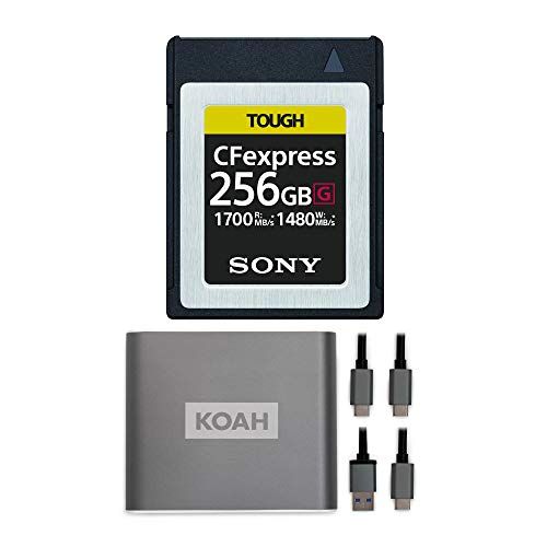 소니 Sony 256GB Tough CEB-G Series CFexpress Type B Memory Card with Koah Pro Type-C 10Gbps CFexpress Reader Bundle (2 Items)