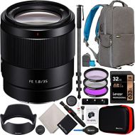 Sony FE 35mm F1.8 Lens SEL35F18F Large Aperture for Full Frame and APS-C E-Mount Mirrorless Cameras Bundle with Deco Gear Photography Backpack + UV/CPL/FLD Filter Kit + Monopod and