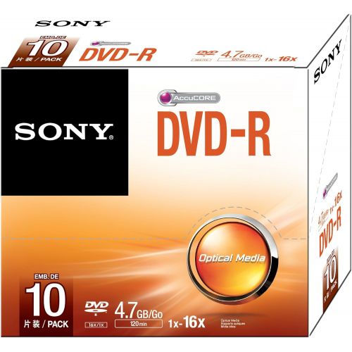 소니 Sony 10DMR47SS 16x DVD-R 4.7GB Recordable DVD Media - 10 Pack