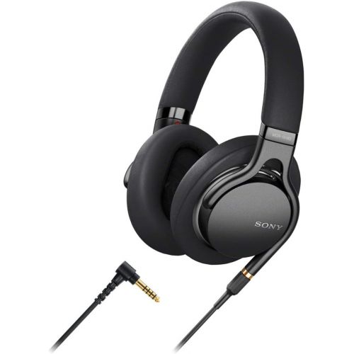 소니 Sony MDR1AM2/B Premium Hi-Res Stereo Headphones with Heavy Bass Beat (Black) with Hardshell Protective Headphone Case and Brushed Aluminum Headphone Stand Bundle (3 Items)