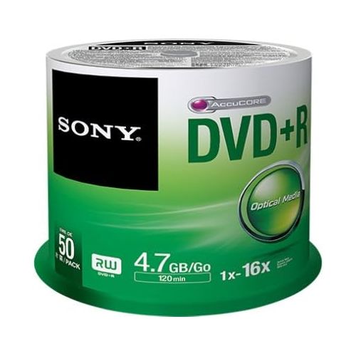 소니 Sony 50DPR47SP 16x DVD+R 4.7GB Recordable DVD Media - 50 Pack Spindle