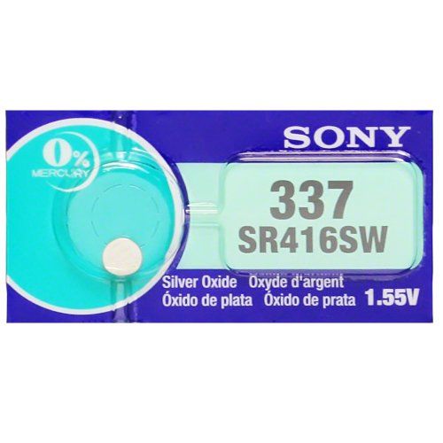 소니 Sony 337 (SR416SW) 1.55V Silver Oxide 0%Hg Mercury Free Watch Battery (10 Batteries)