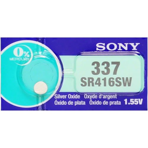 소니 Sony 337 (SR416SW) 1.55V Silver Oxide 0%Hg Mercury Free Watch Battery (10 Batteries)