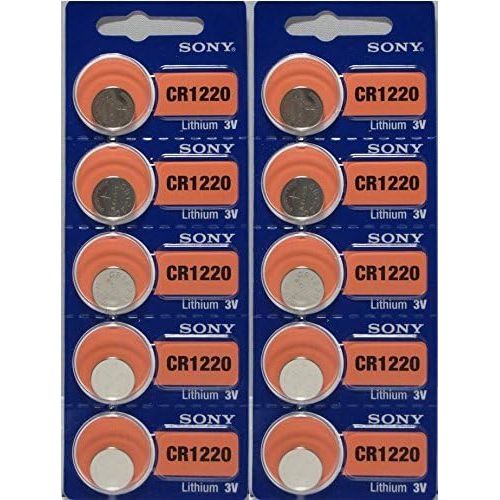소니 10 X Cr1220 Sony 3 Volt Lithium Coin Cell Batteries (On Card)