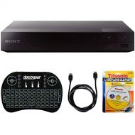 Sony BDP-S1700 Streaming Blu-ray Disc Player w/Accessories Bundle Includes, 2.4GHz Wireless Backlit Keyboard with Touchpad, 6ft HDMI Cable and Laser Lens Cleaner for DVD/CD Players