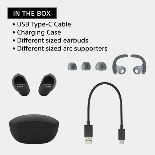 소니 Sony WF-SP800N Truly Wireless Sports In-Ear Noise Canceling Headphones with Mic For Phone Call And Alexa Voice Control, Black