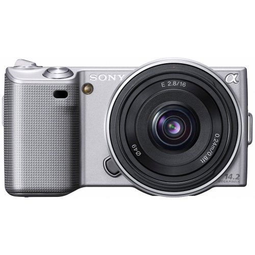 소니 Sony Alpha NEX-5A/S Digital Camera with 16mm f/2.8 Lens (Silver) (OLD MODEL)