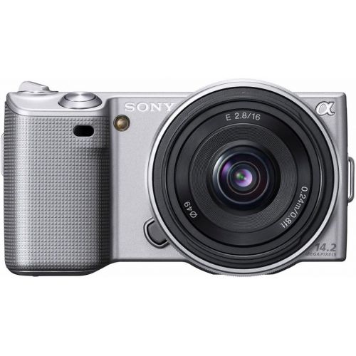 소니 Sony Alpha NEX-5A/S Digital Camera with 16mm f/2.8 Lens (Silver) (OLD MODEL)
